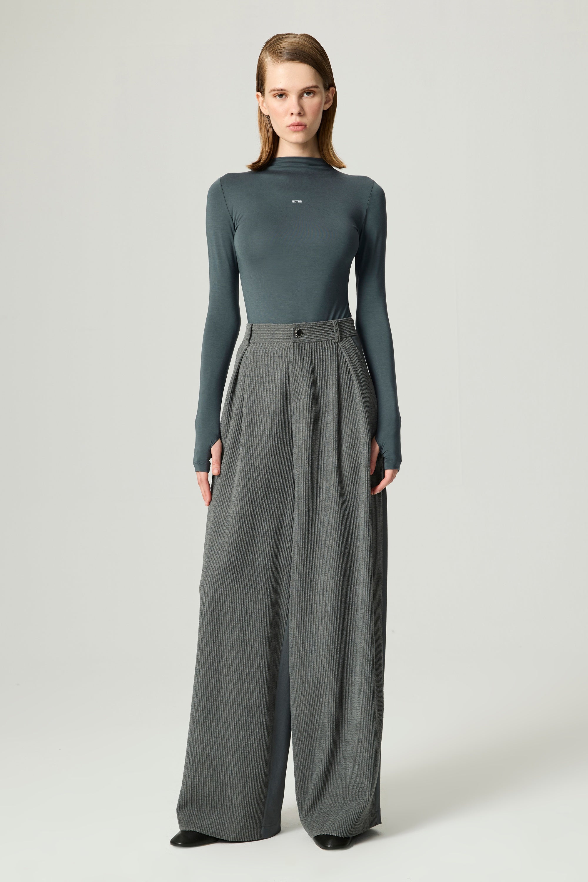 Long-Sleeve Mock-Neck Jersey Bodysuit