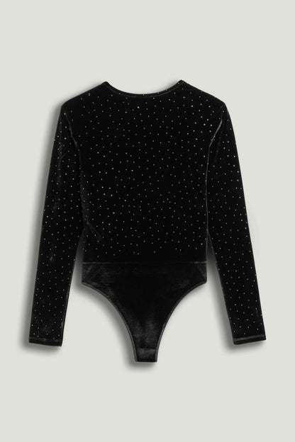 Plunge V-Neck Embellished Bodysuit