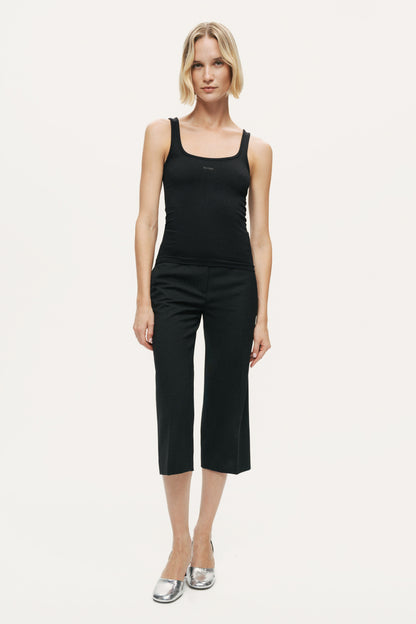 Black Printed Sleeveless Crop Top