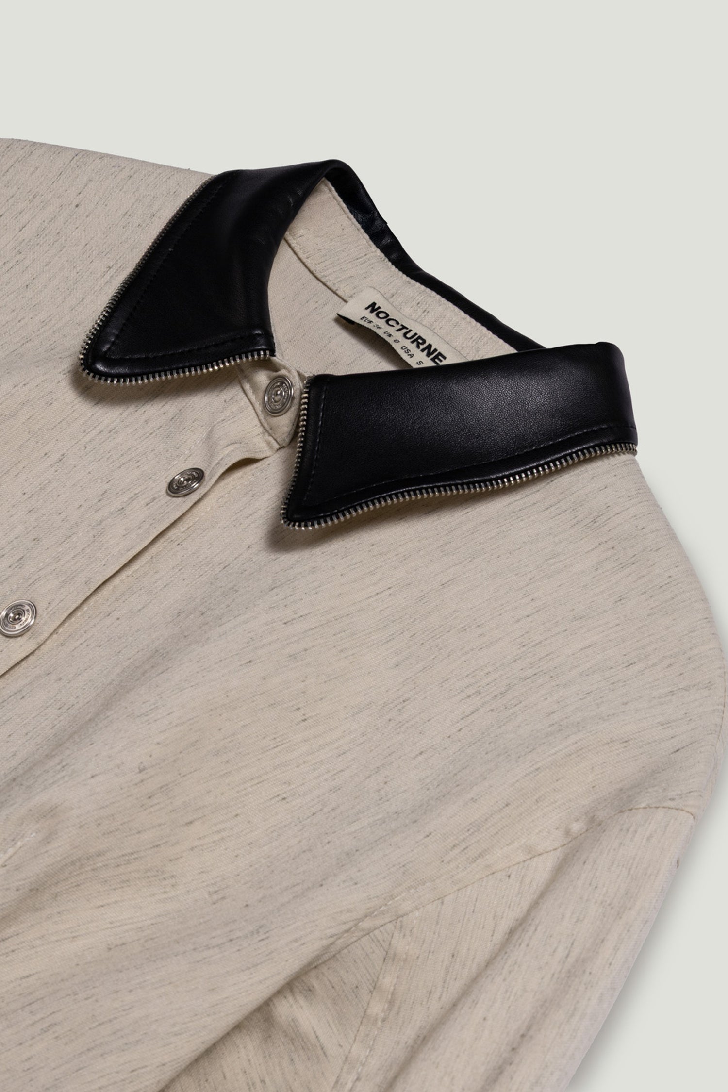 Contrast Collar Balloon-Sleeve Shirt