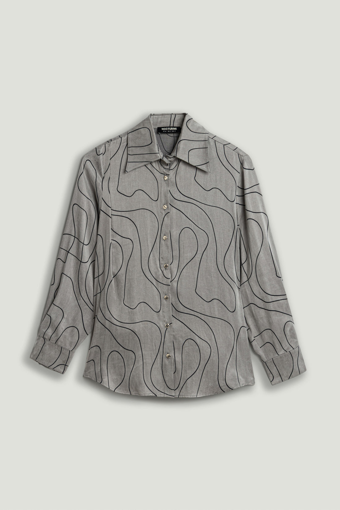 Printed Draped Long Sleeve Shirt