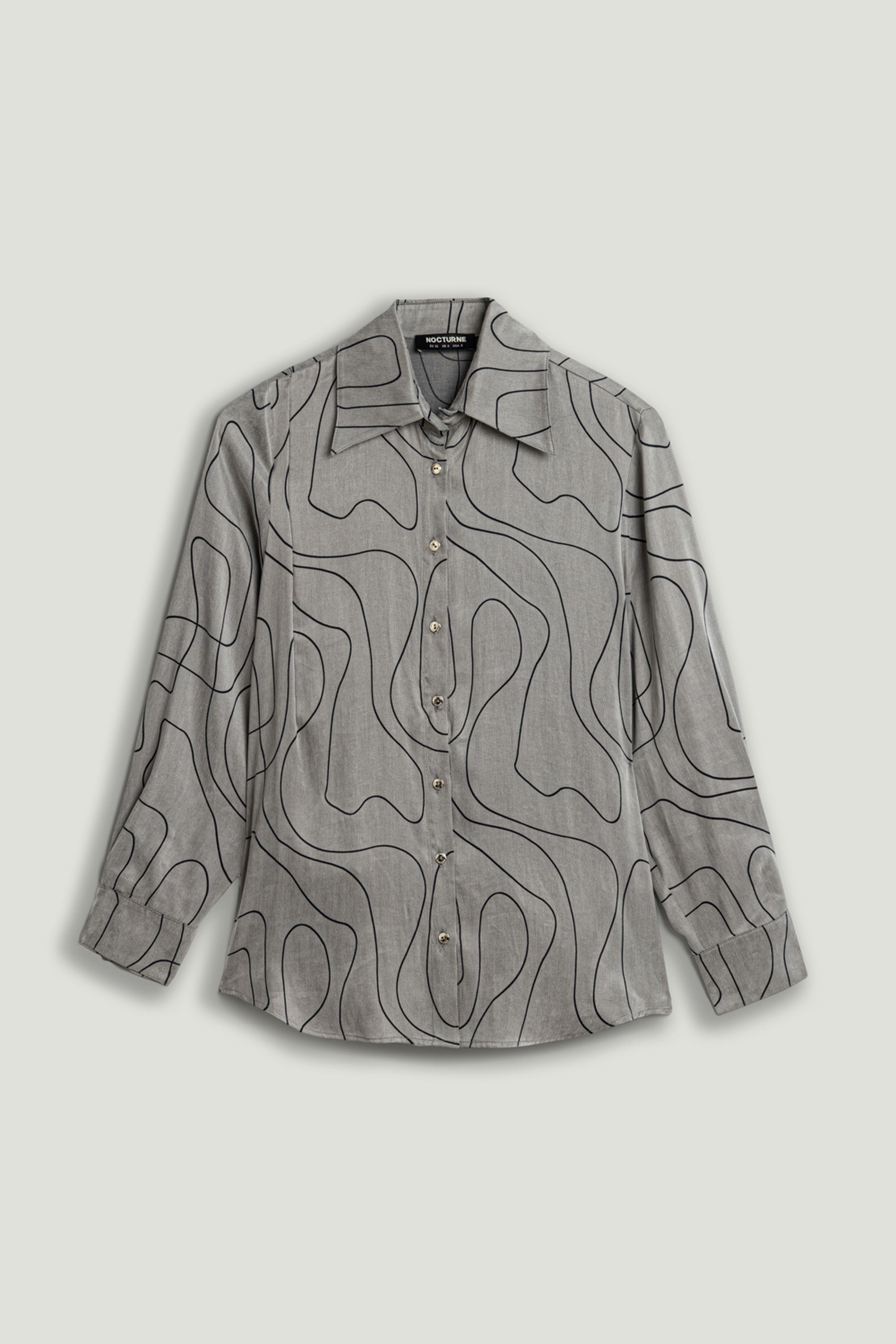 Printed Draped Long Sleeve Shirt