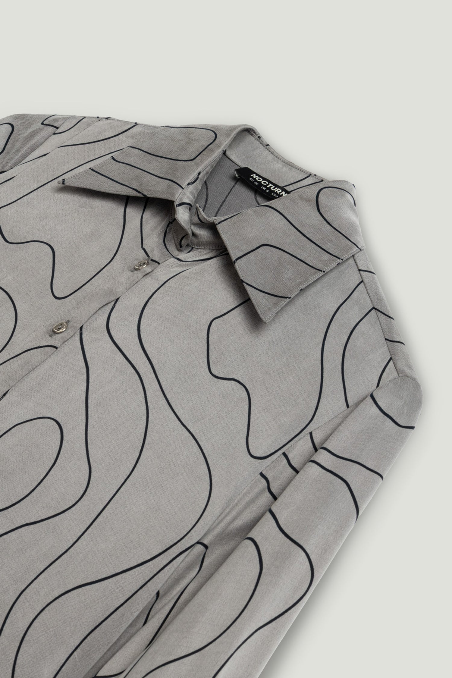 Printed Draped Long Sleeve Shirt