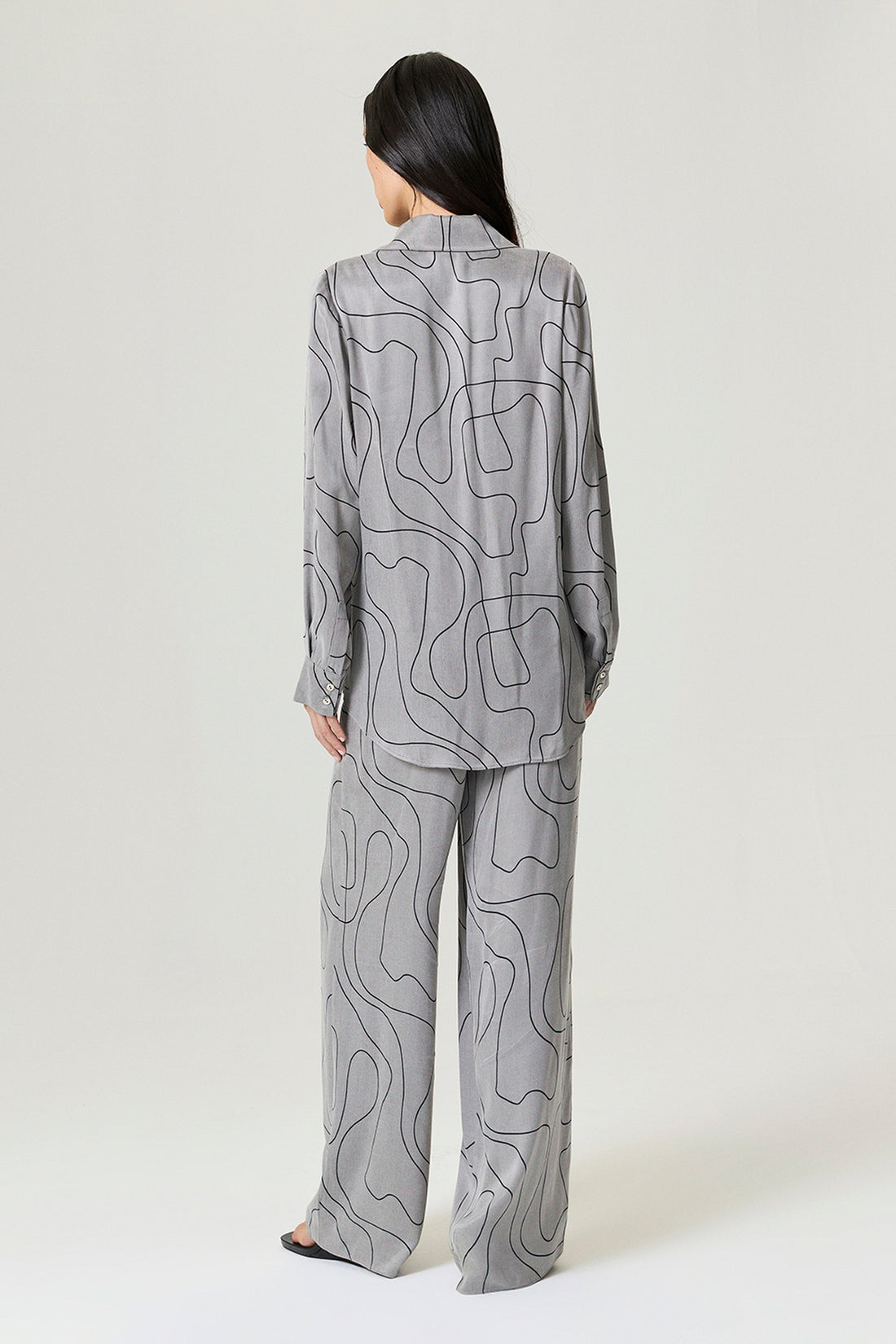 Printed Draped Long Sleeve Shirt