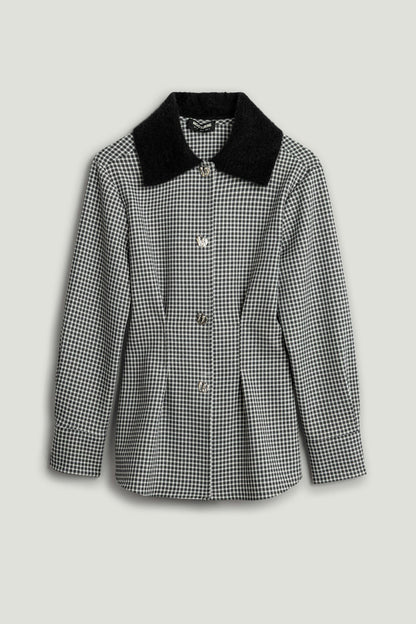 Corset-Back Checked Sculpted Shirt