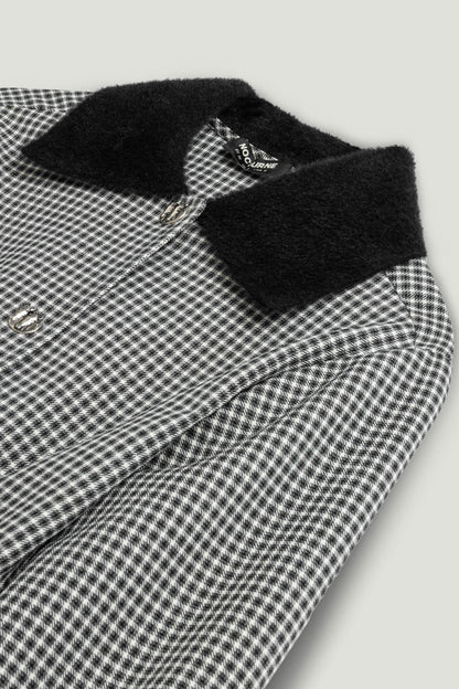 Corset-Back Checked Sculpted Shirt