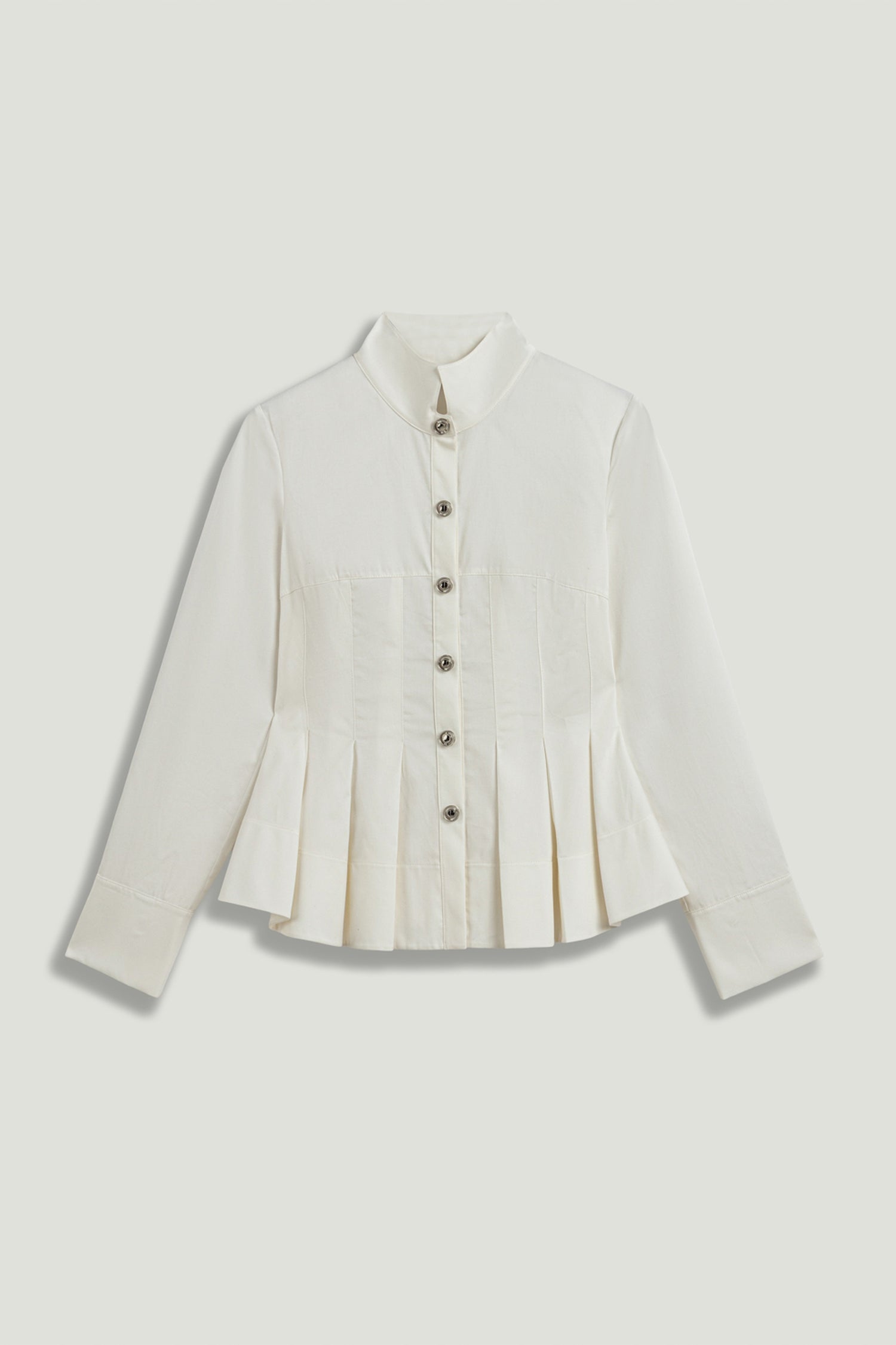 Pleated Hem Button-Down Shirt