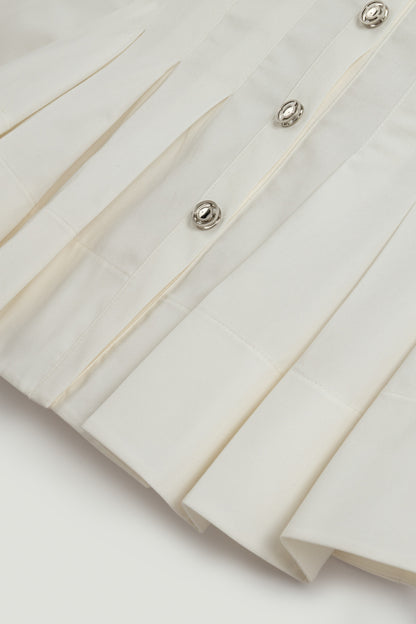Pleated Hem Button-Down Shirt