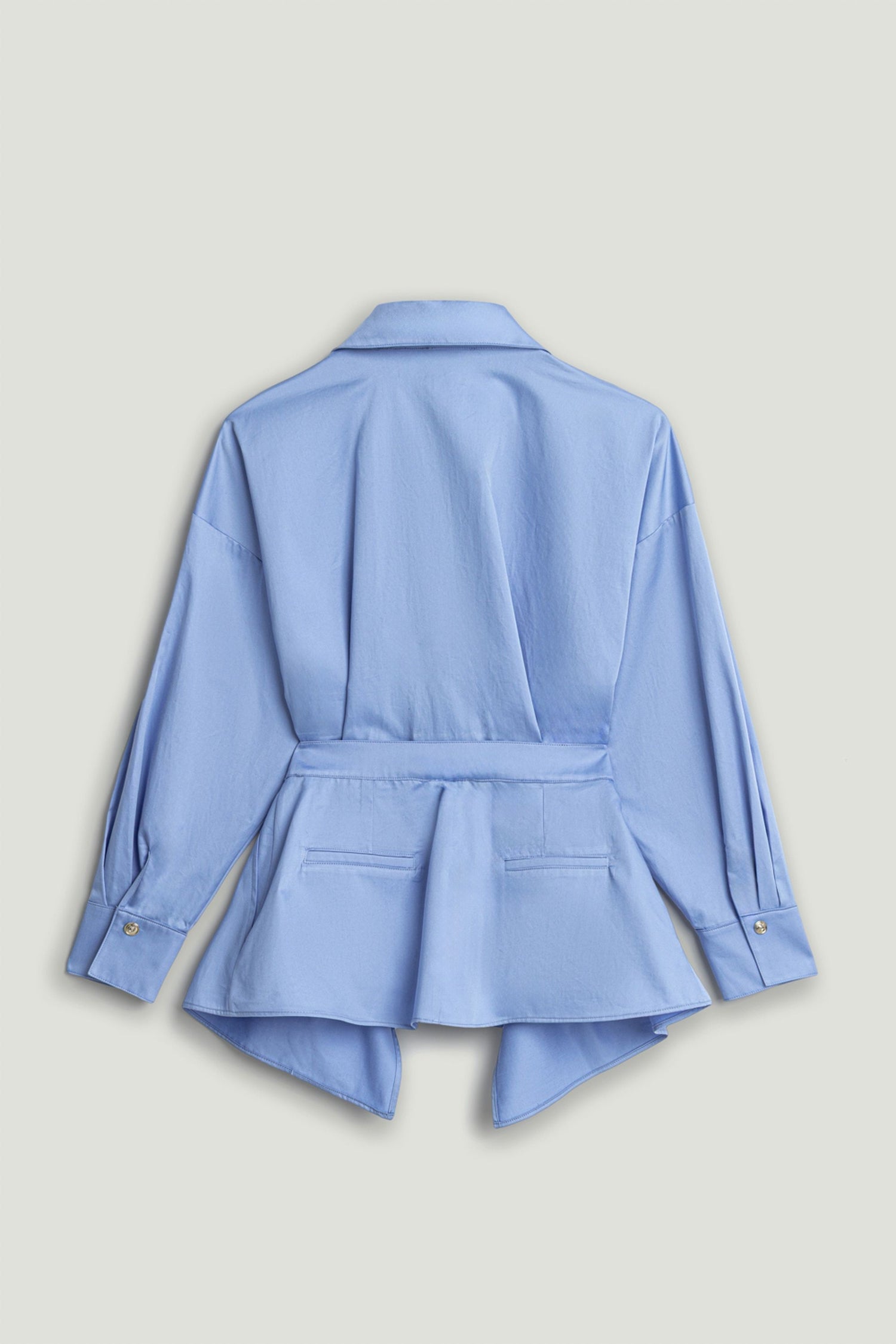 Belted V-Neck Poplin Shirt