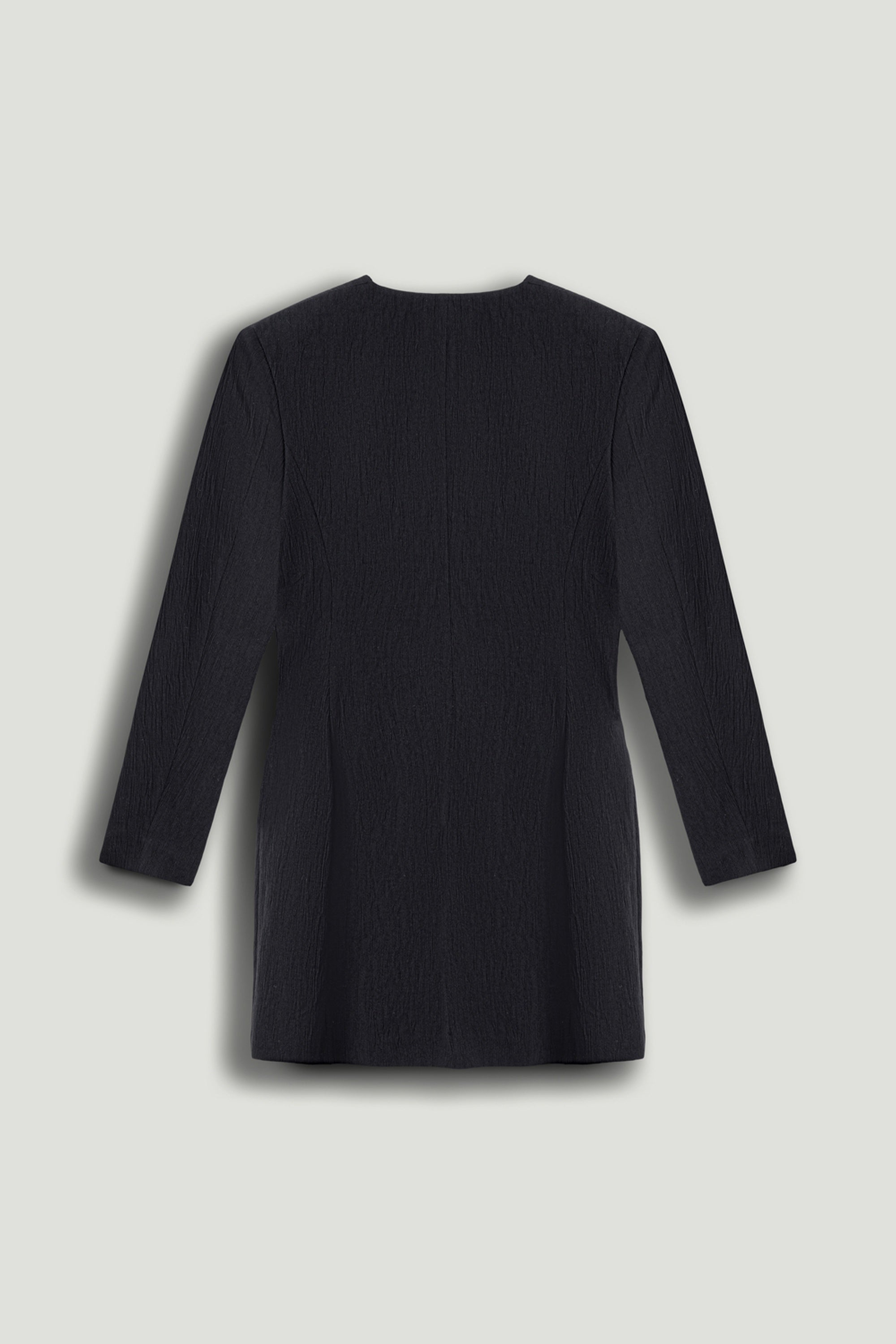 Black Padded Shoulder Mini Dress