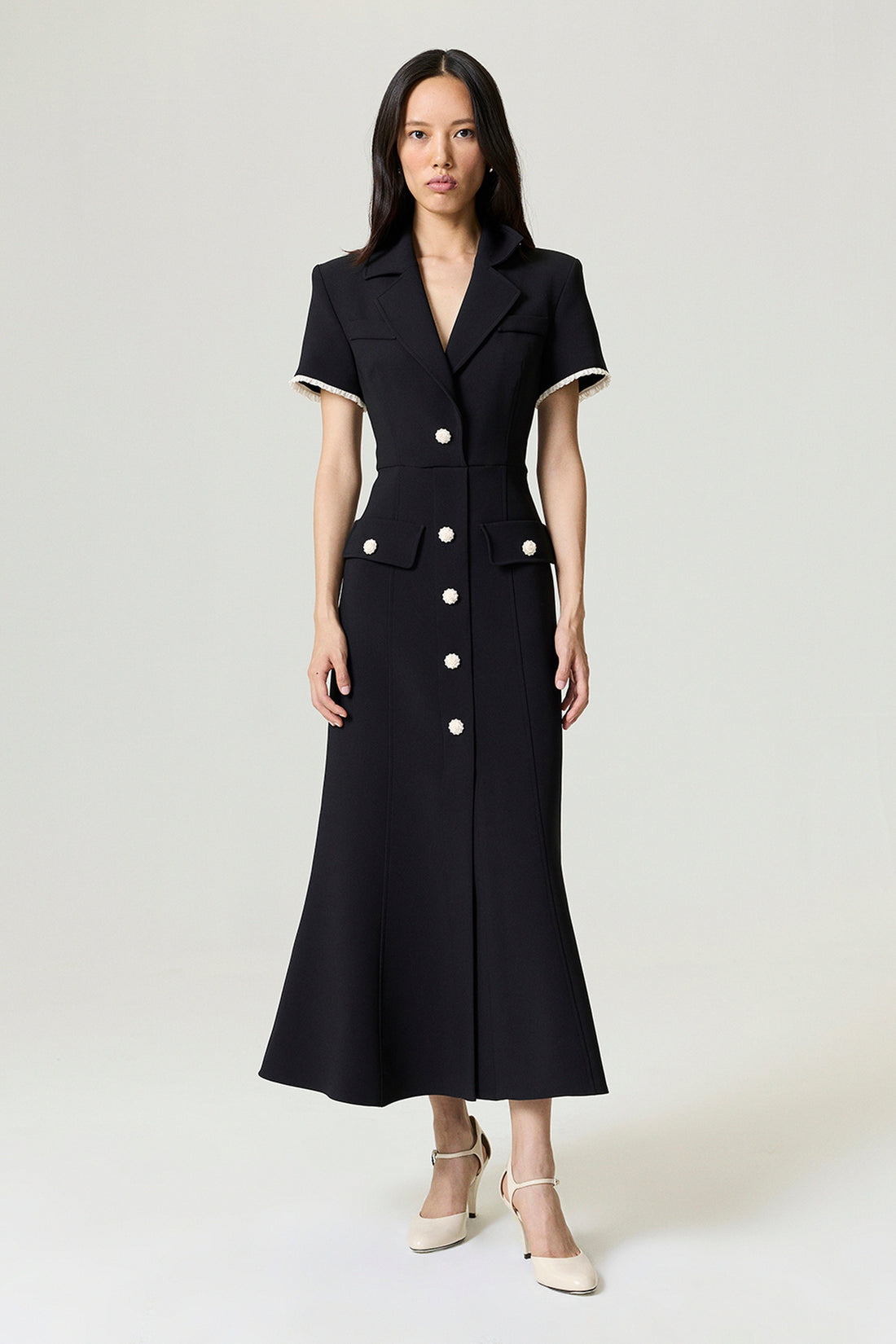 Floral Button-Embellished Maxi Dress