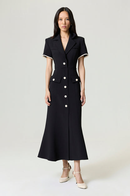 Floral Button-Embellished Maxi Dress