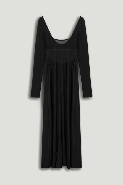 Black Sheer Detailed Maxi Dress