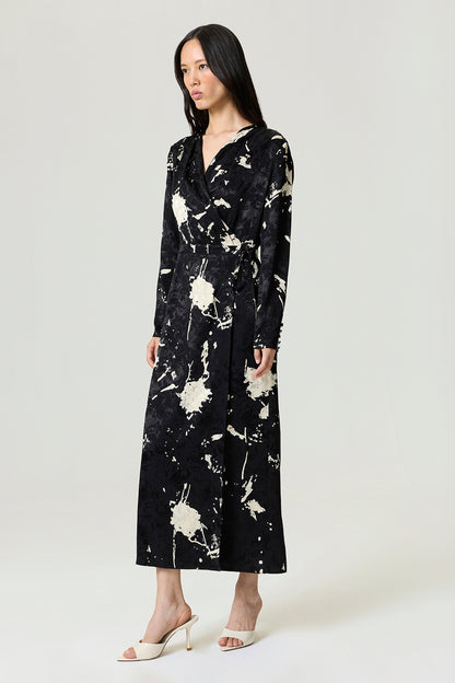 Printed Wrap Maxi Dress