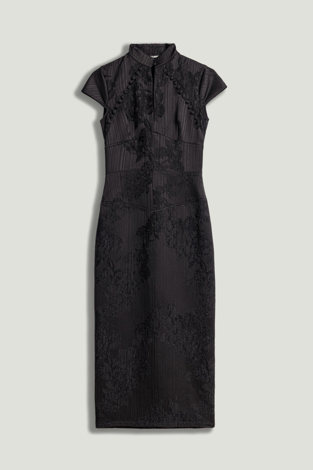 Black Slit Detail Japanese-Inspired Maxi Dress