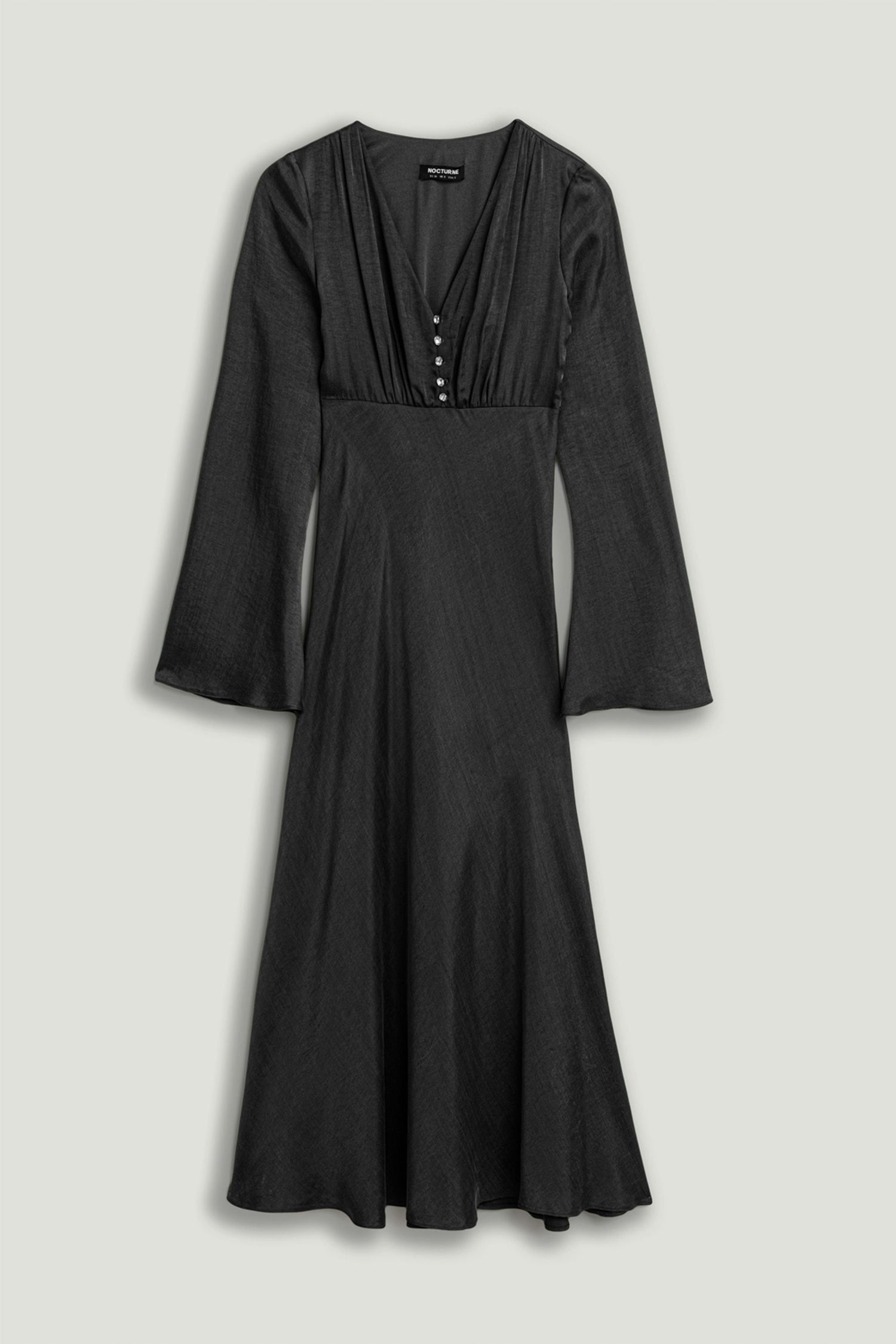 Black Crystal Button Detailed Maxi Dress