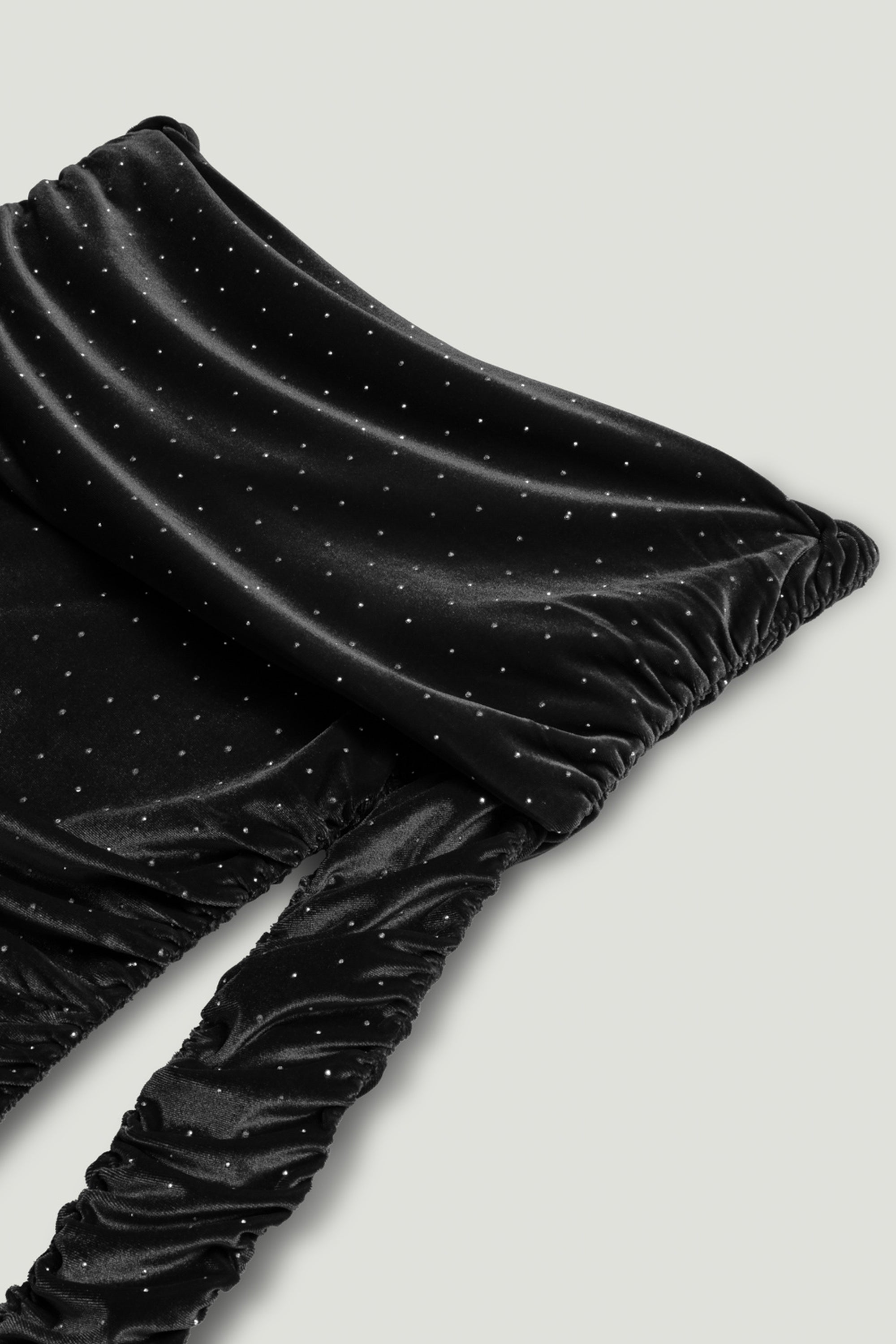 Off-Shoulder Velvet Maxi Dress with Rhinestone Detail