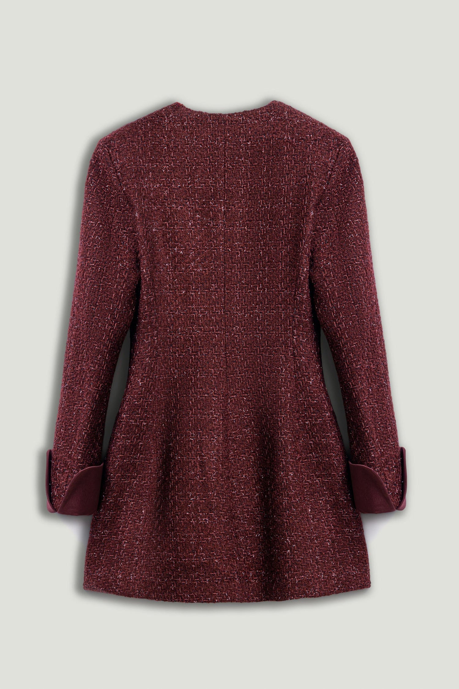 Gold-Button Bouclé Mini Dress