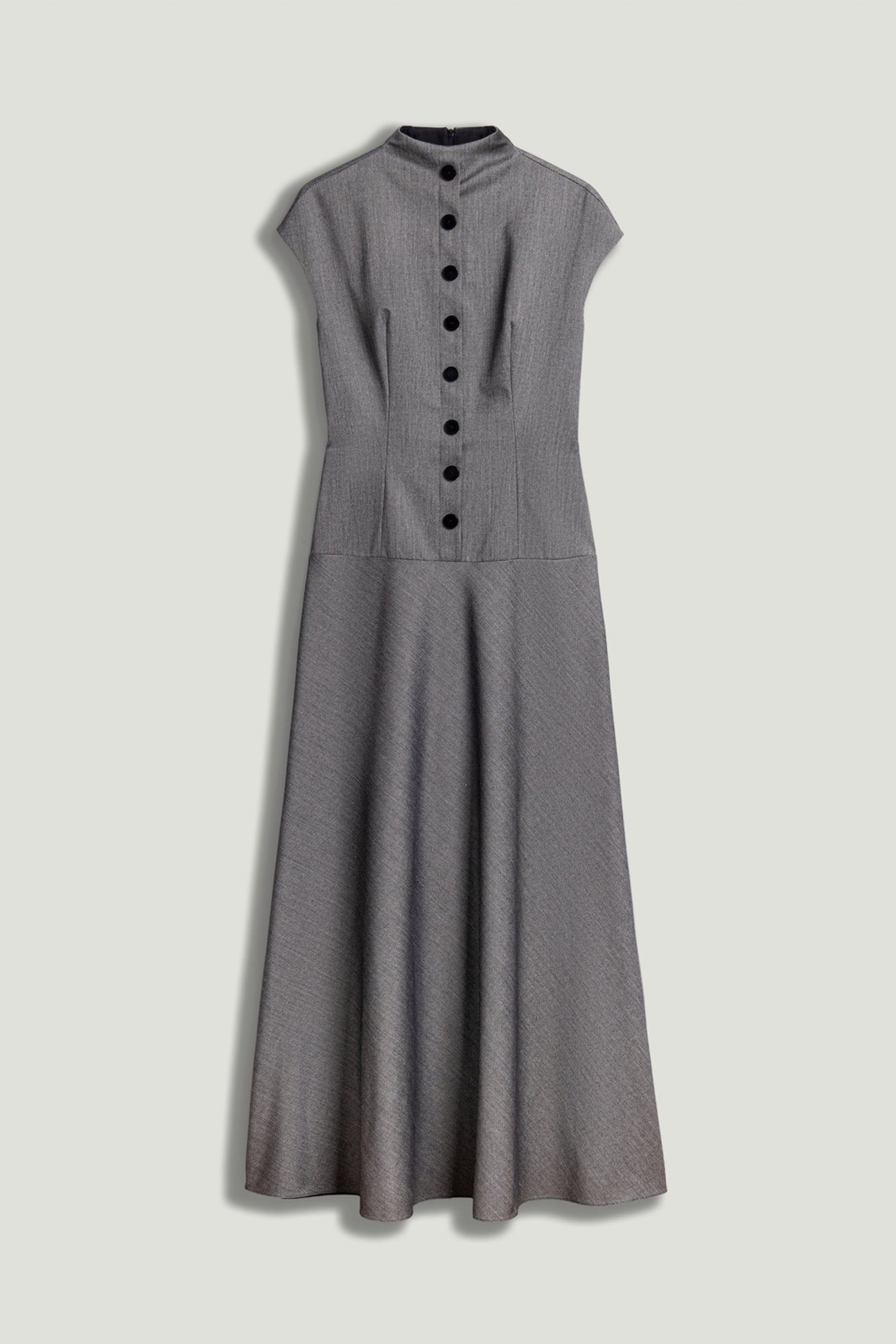 Button Accent High Neck Maxi Dress