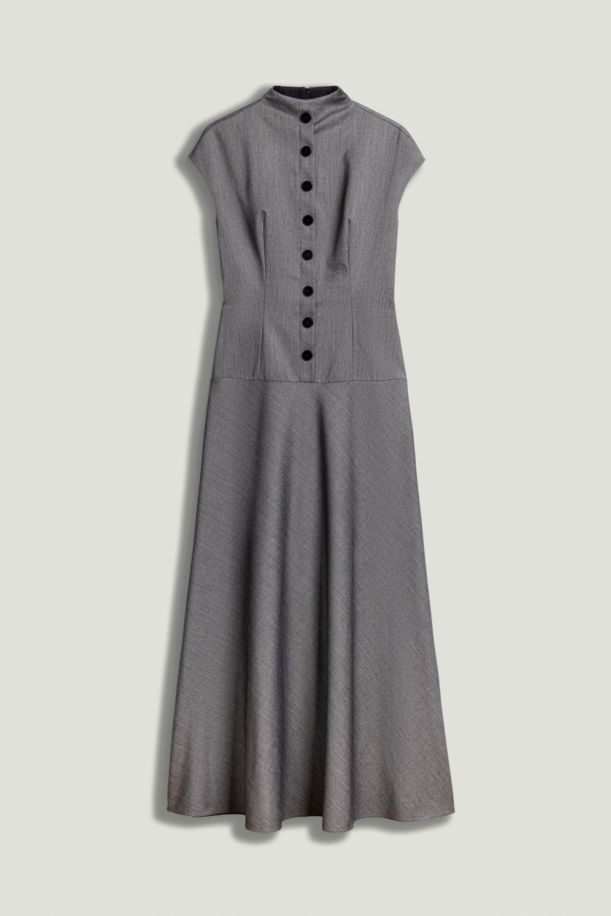 Button Accent High Neck Maxi Dress