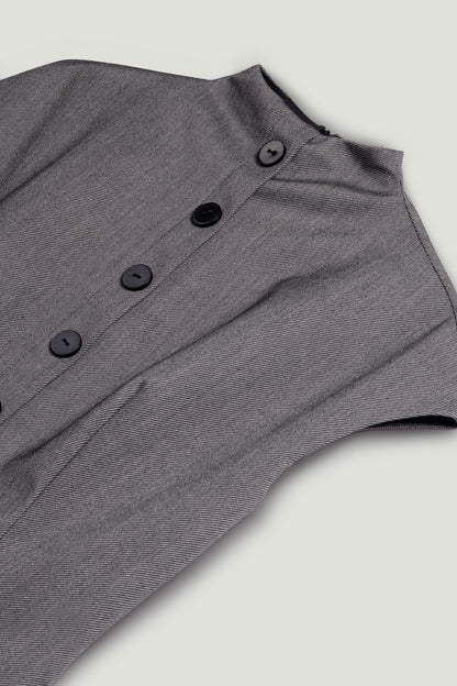 Button Accent High Neck Maxi Dress