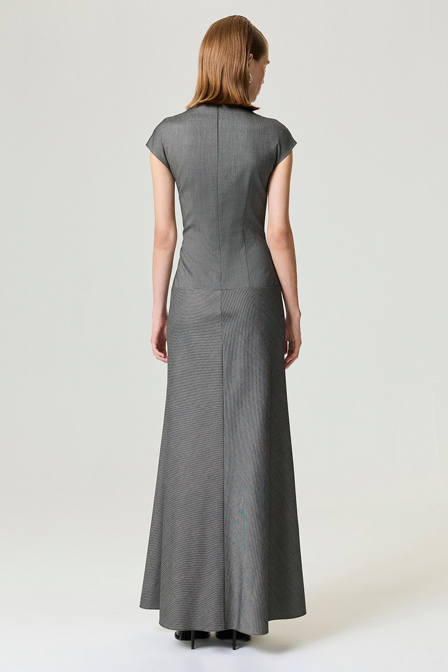 Button Accent High Neck Maxi Dress