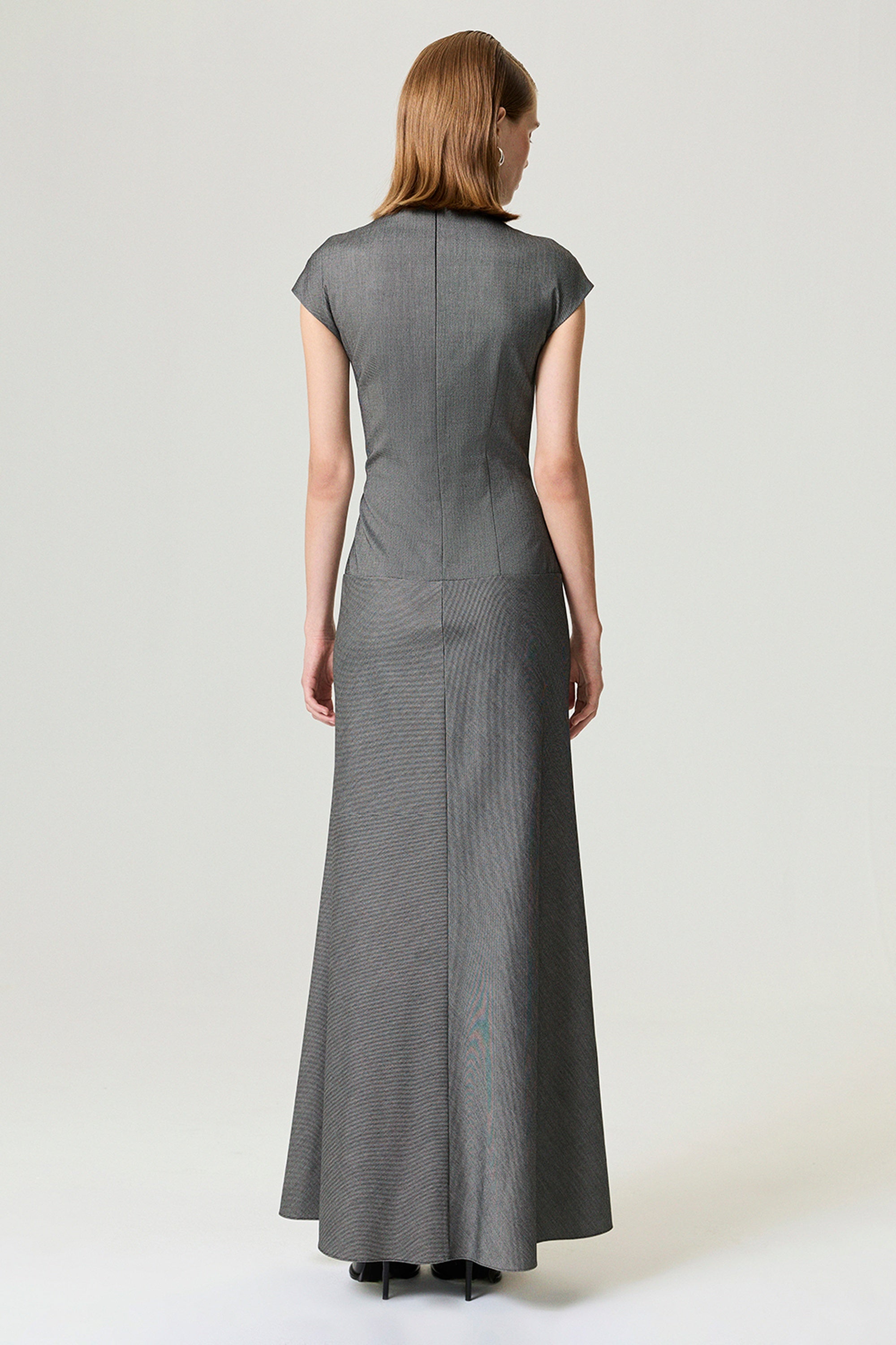 Button Accent High Neck Maxi Dress