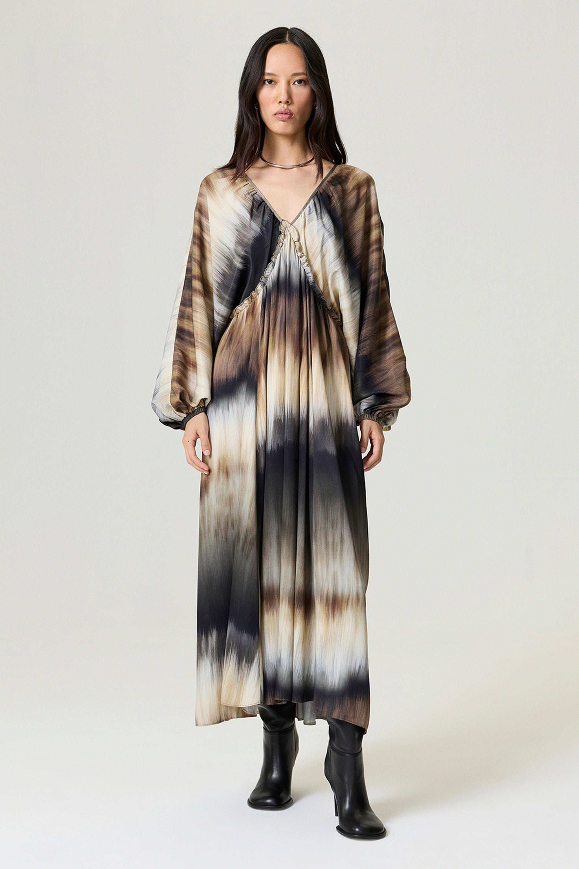 Tie-Back Batik Print Maxi Dress