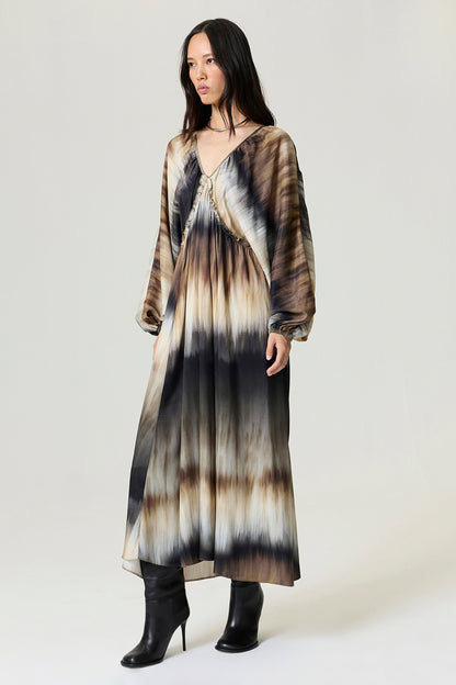 Tie-Back Batik Print Maxi Dress