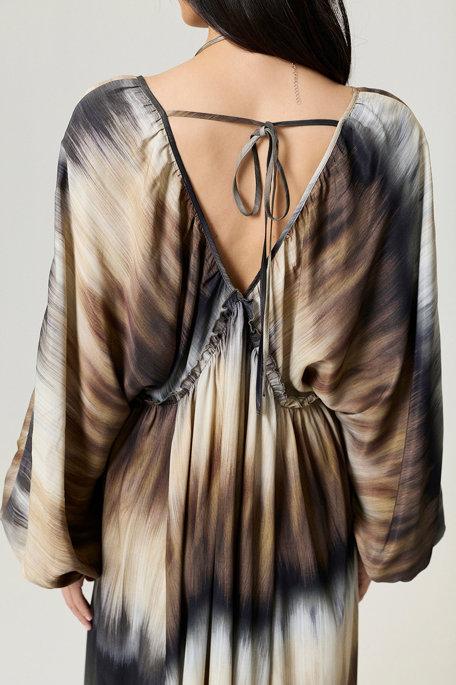 Tie-Back Batik Print Maxi Dress