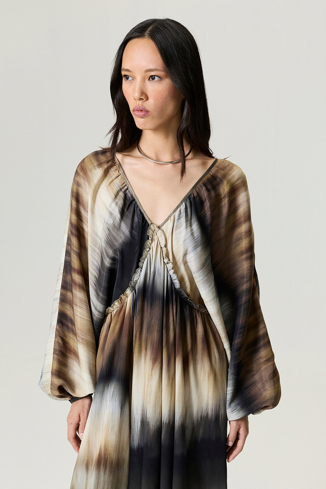 Tie-Back Batik Print Maxi Dress