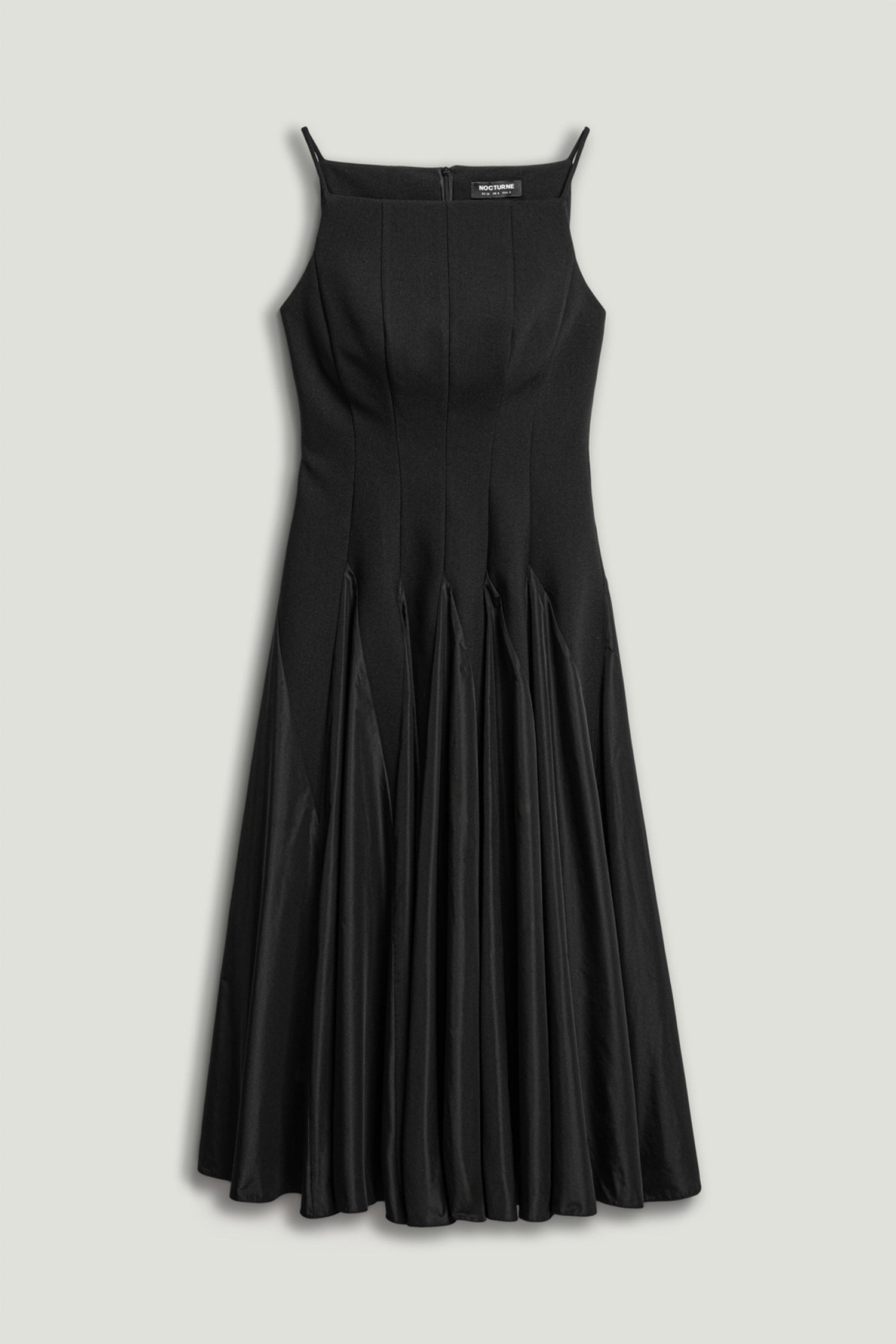 Square-Neck Pleated Midi Dress