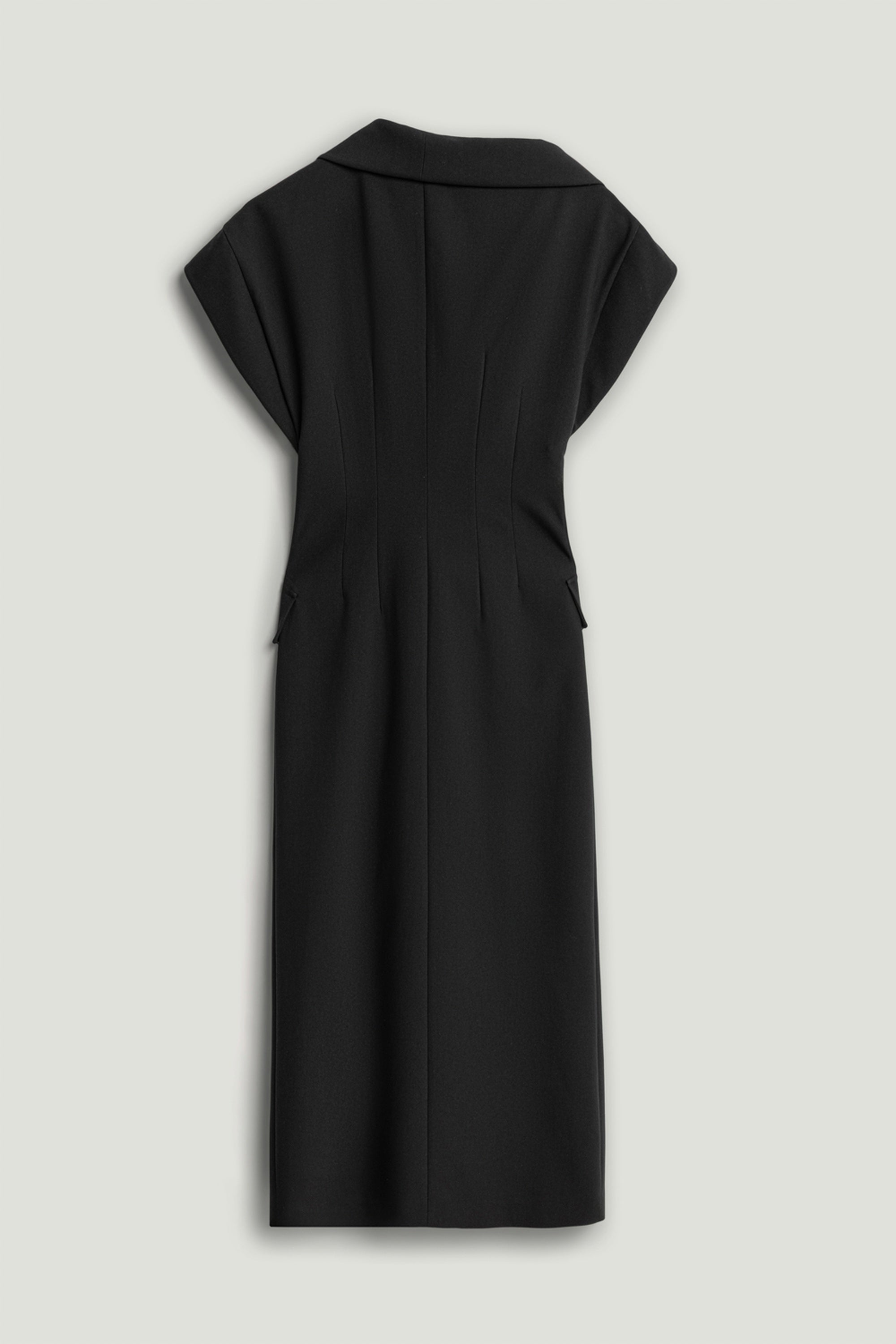 Tailored Buckle-Wrap Midi Dress