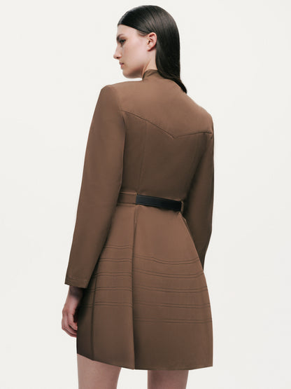 Asymmetric Belted Mini Shirt Dress