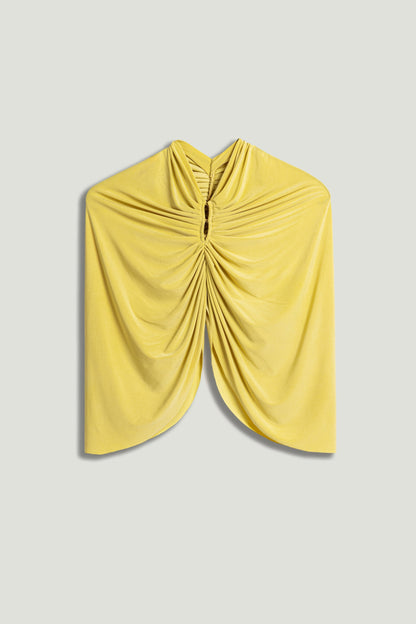 Draped Cowl-Front Column Dress