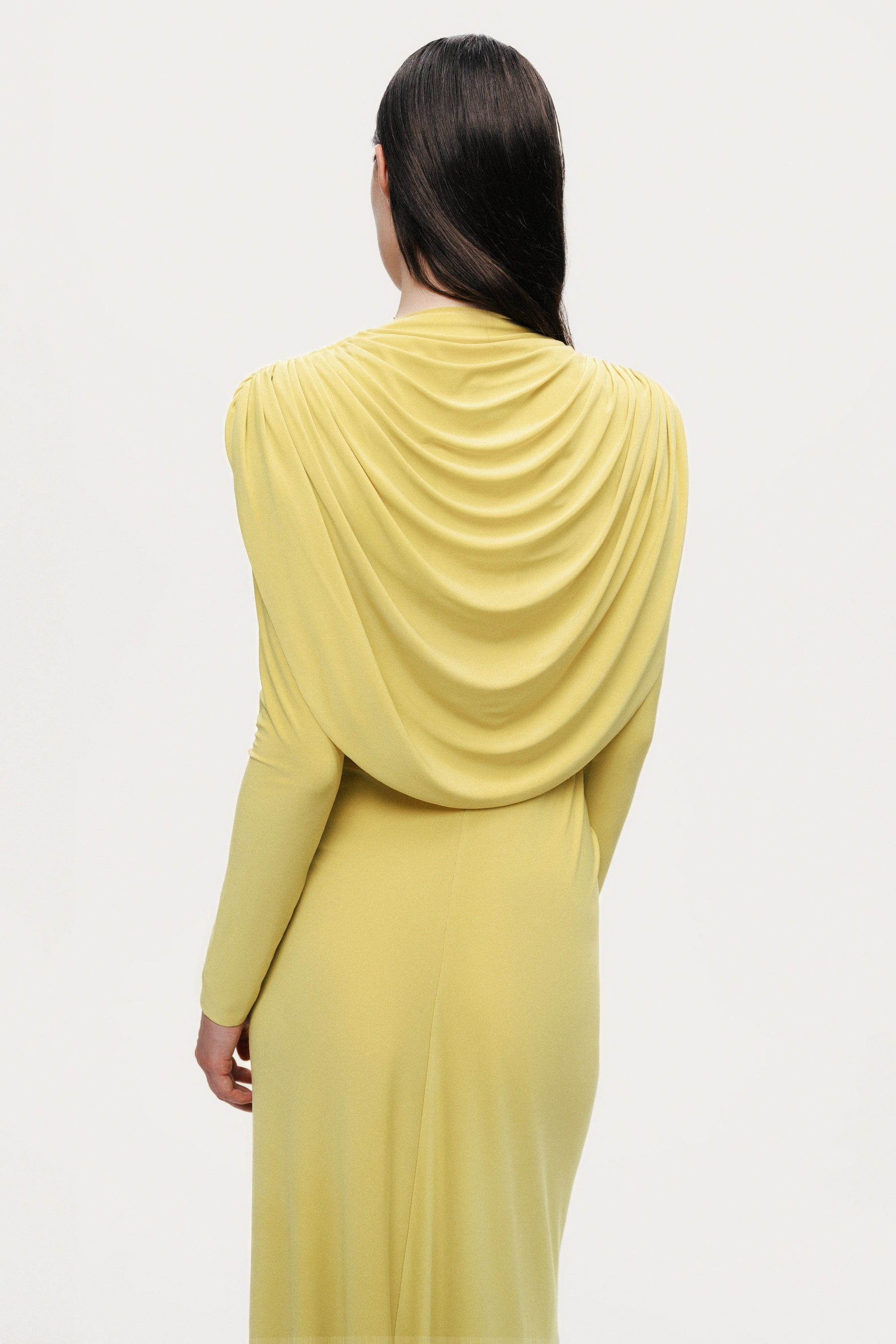 Draped Cowl-Front Column Dress