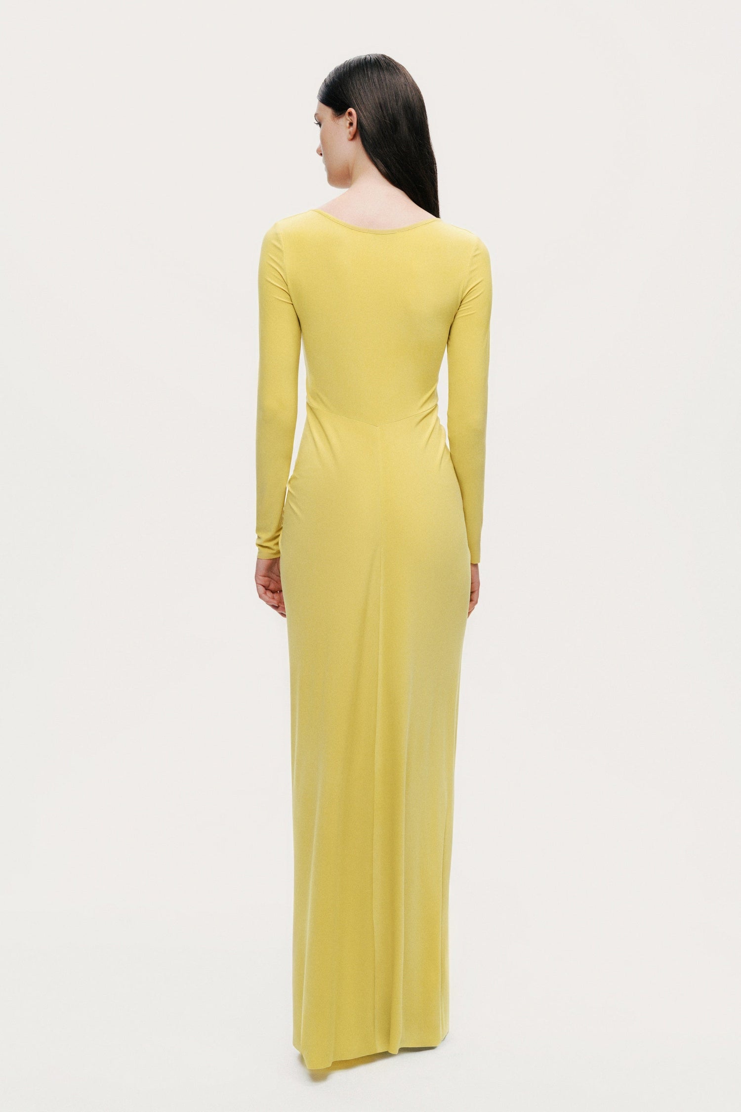 Draped Cowl-Front Column Dress