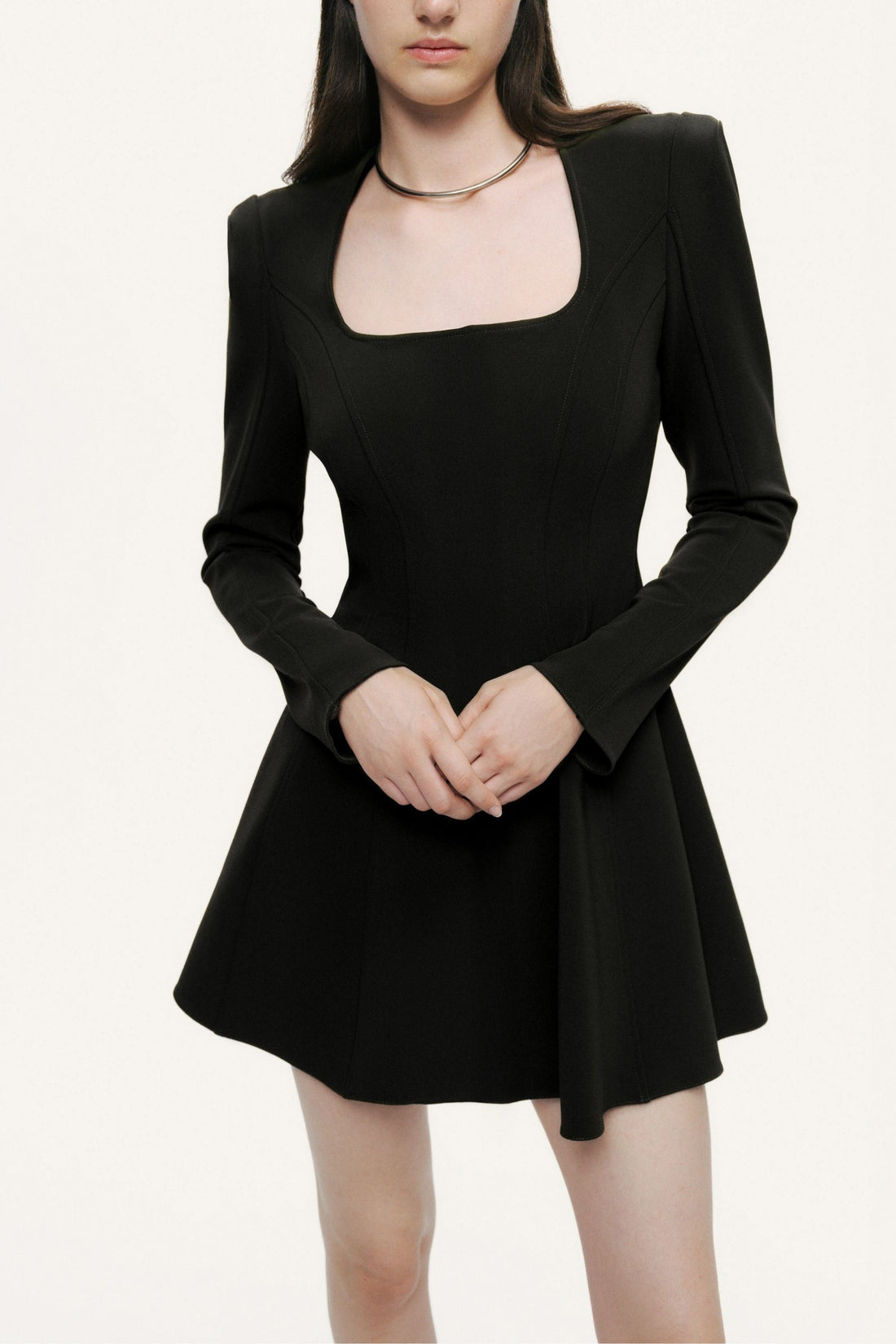 Square-Neck Tailored Mini Dress