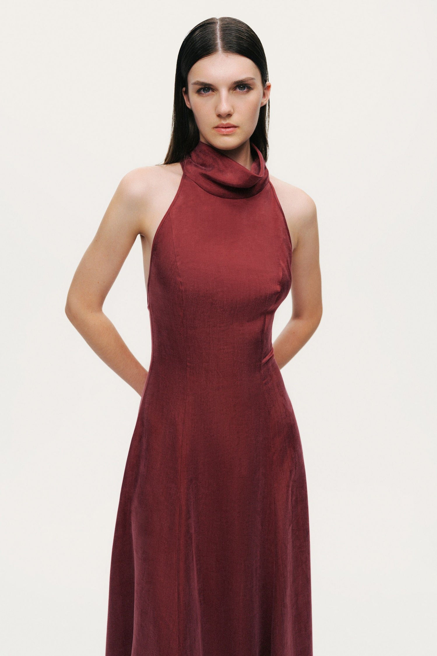 Backless Tie-Back Halter Dress