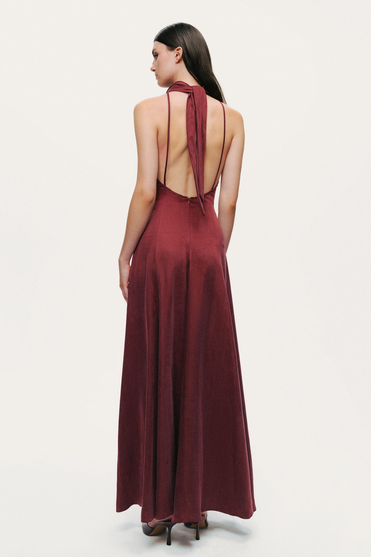 Backless Tie-Back Halter Dress