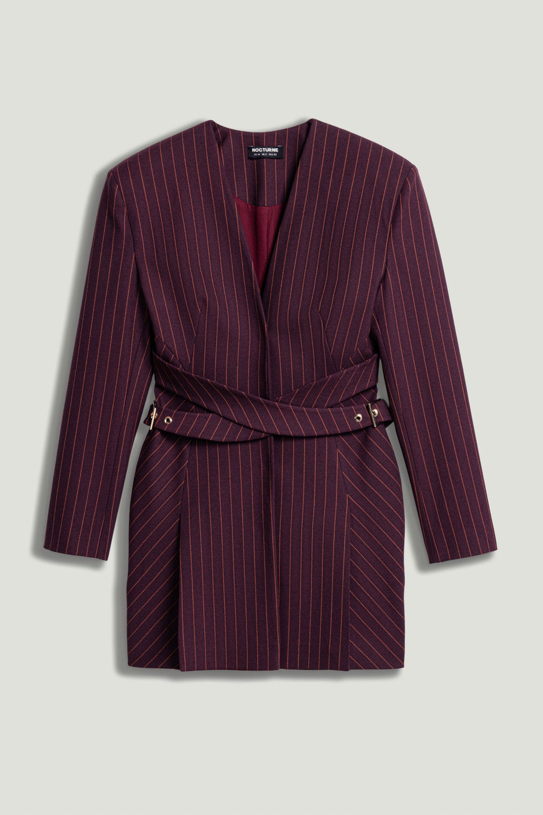 Tailored Pinstripe Wrap-Waist Mini Dress