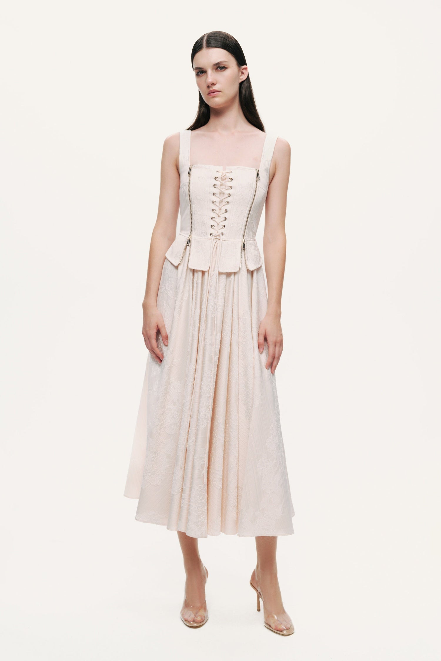 Lace-Up Corset Midi Dress