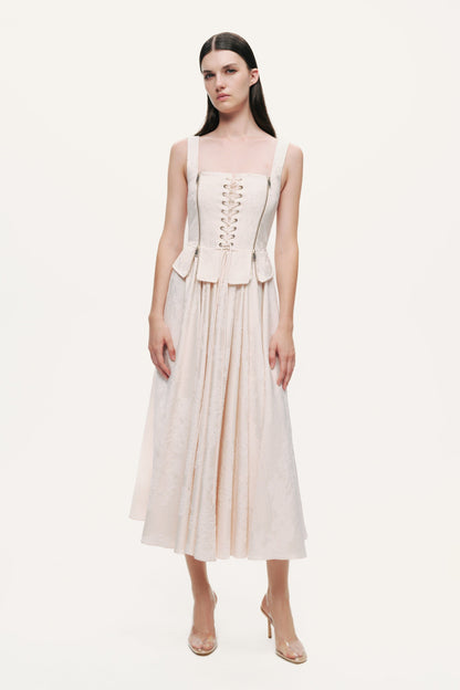 Lace-Up Corset Midi Dress