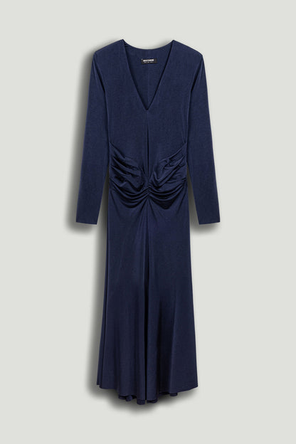 Ruched Waist Long-Sleeve Jersey Dress