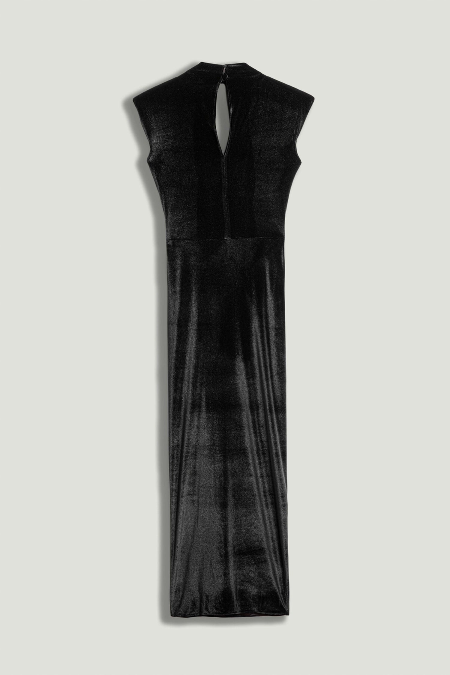 High-Neck Ruched Midi Dress