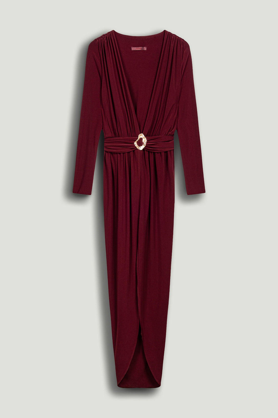 Deep Plunge Belted Jersey Maxi Dress