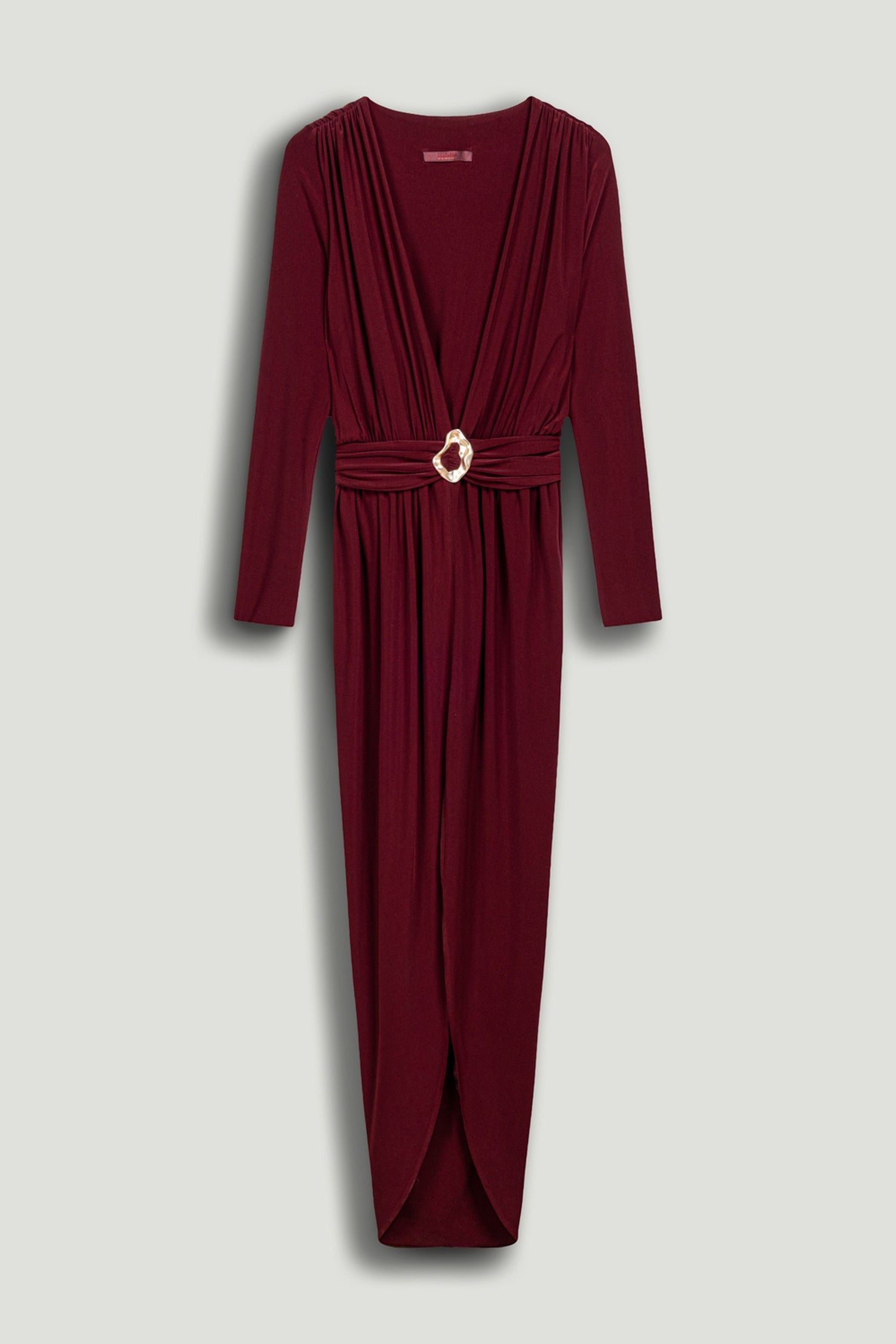 Deep Plunge Belted Jersey Maxi Dress