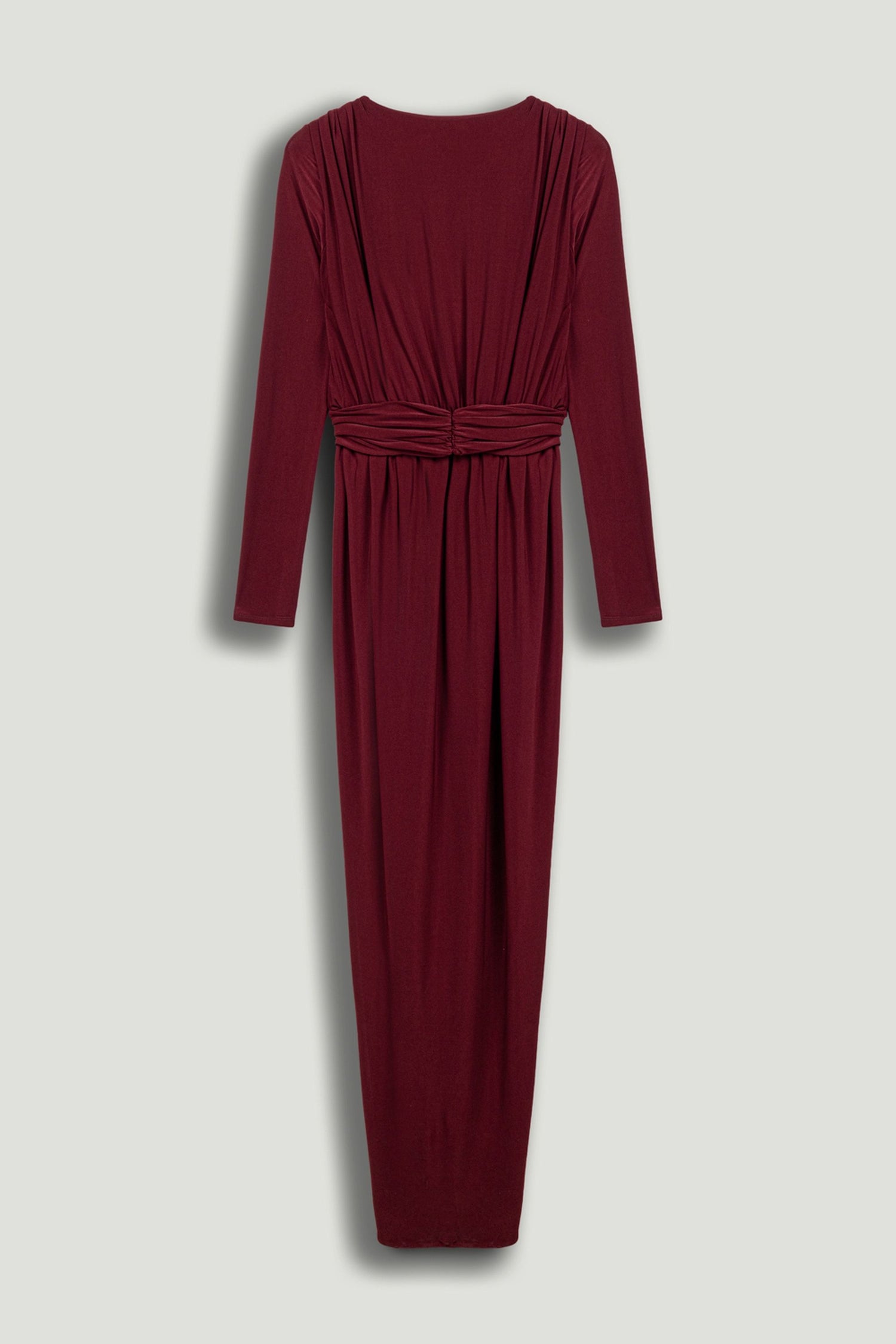 Deep Plunge Belted Jersey Maxi Dress