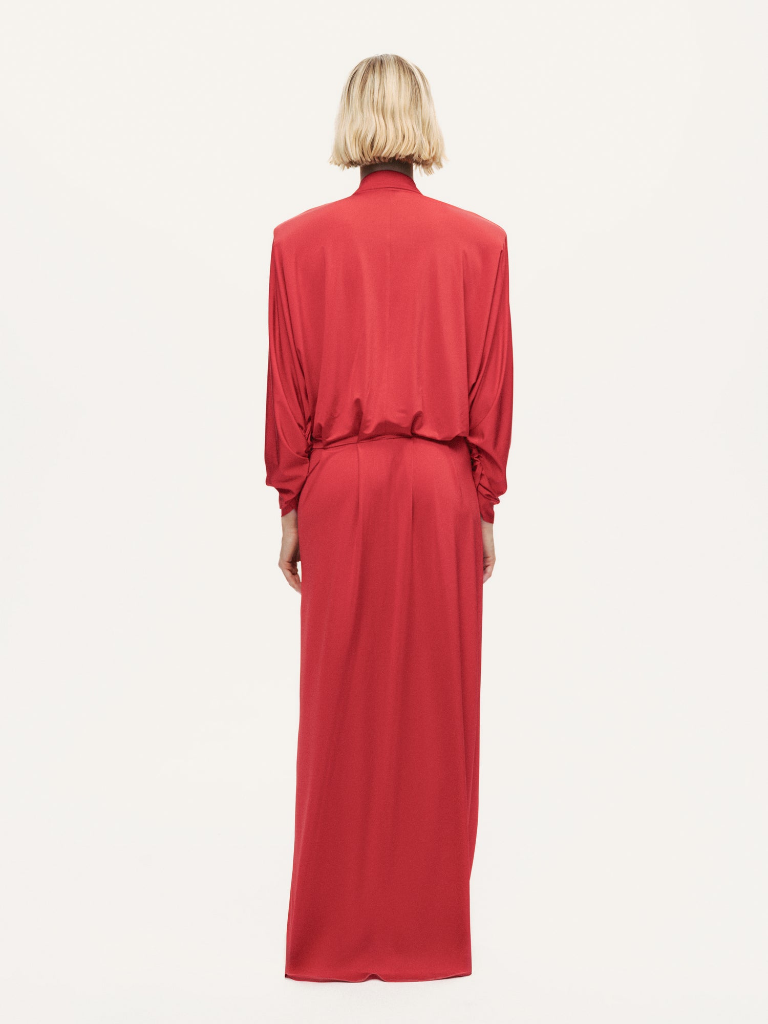 Shirt Collar Draped Maxi Dress