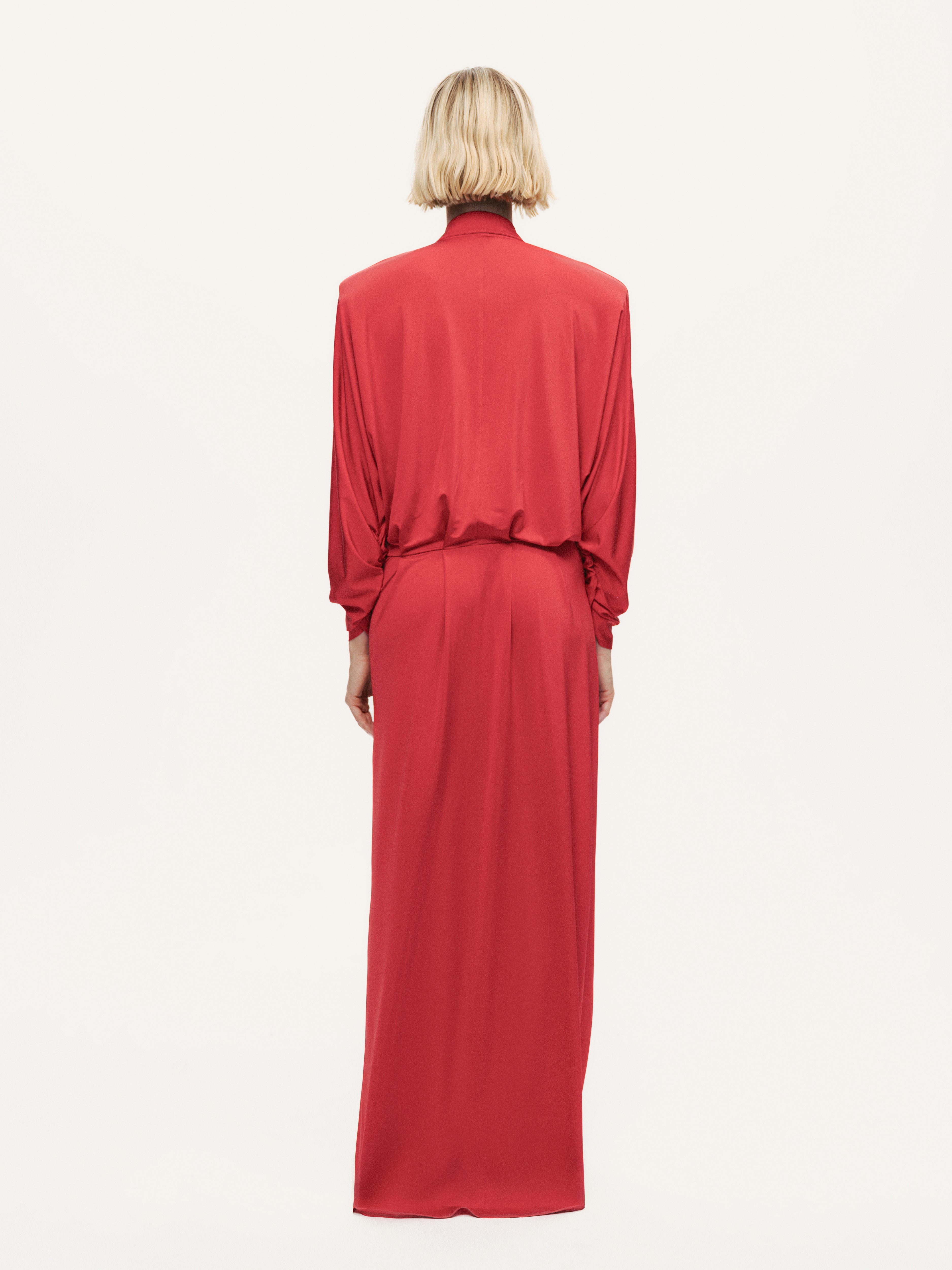Shirt Collar Draped Maxi Dress